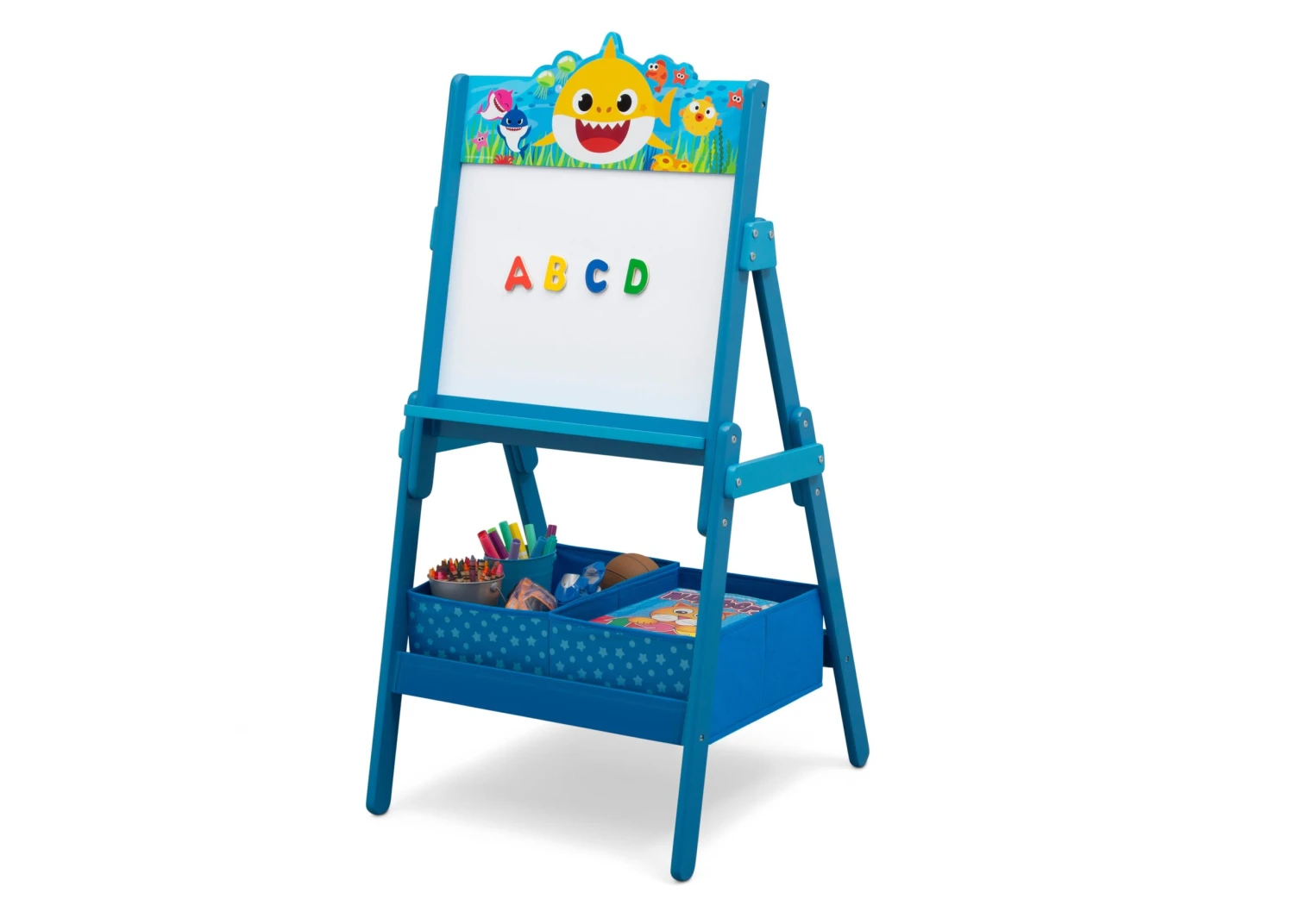 Delta Children Baby Shark Wooden Activity Easel With Storage 3 Delta Children Baby Shark Wooden Activity Easel With Storage - Image 3