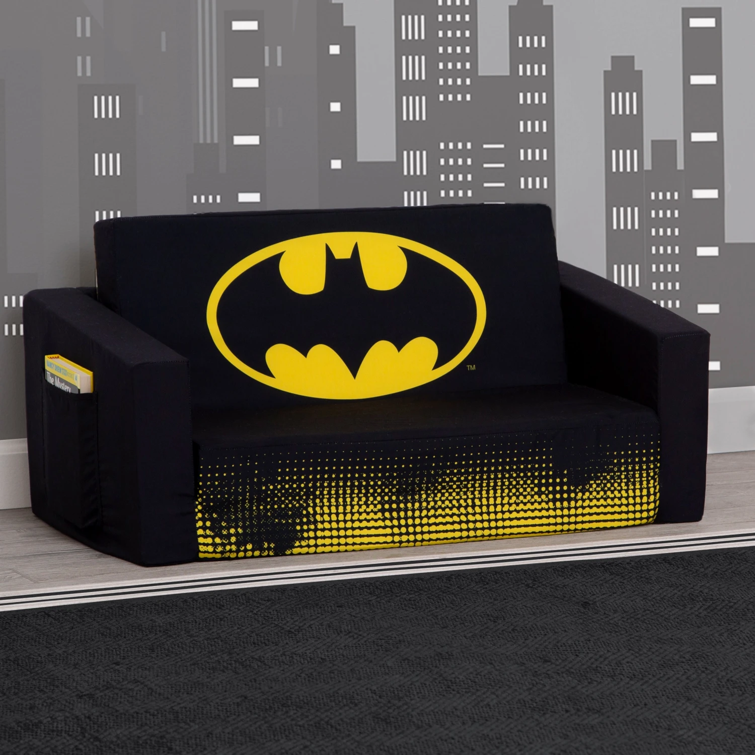 Delta Children Batman Cozee Flip-Out Sofa - 2-in-1 Convertible Sofa To Lounger For Kids 6 Delta Children Batman Cozee Flip-Out Sofa - 2-in-1 Convertible Sofa To Lounger For Kids - Image 6