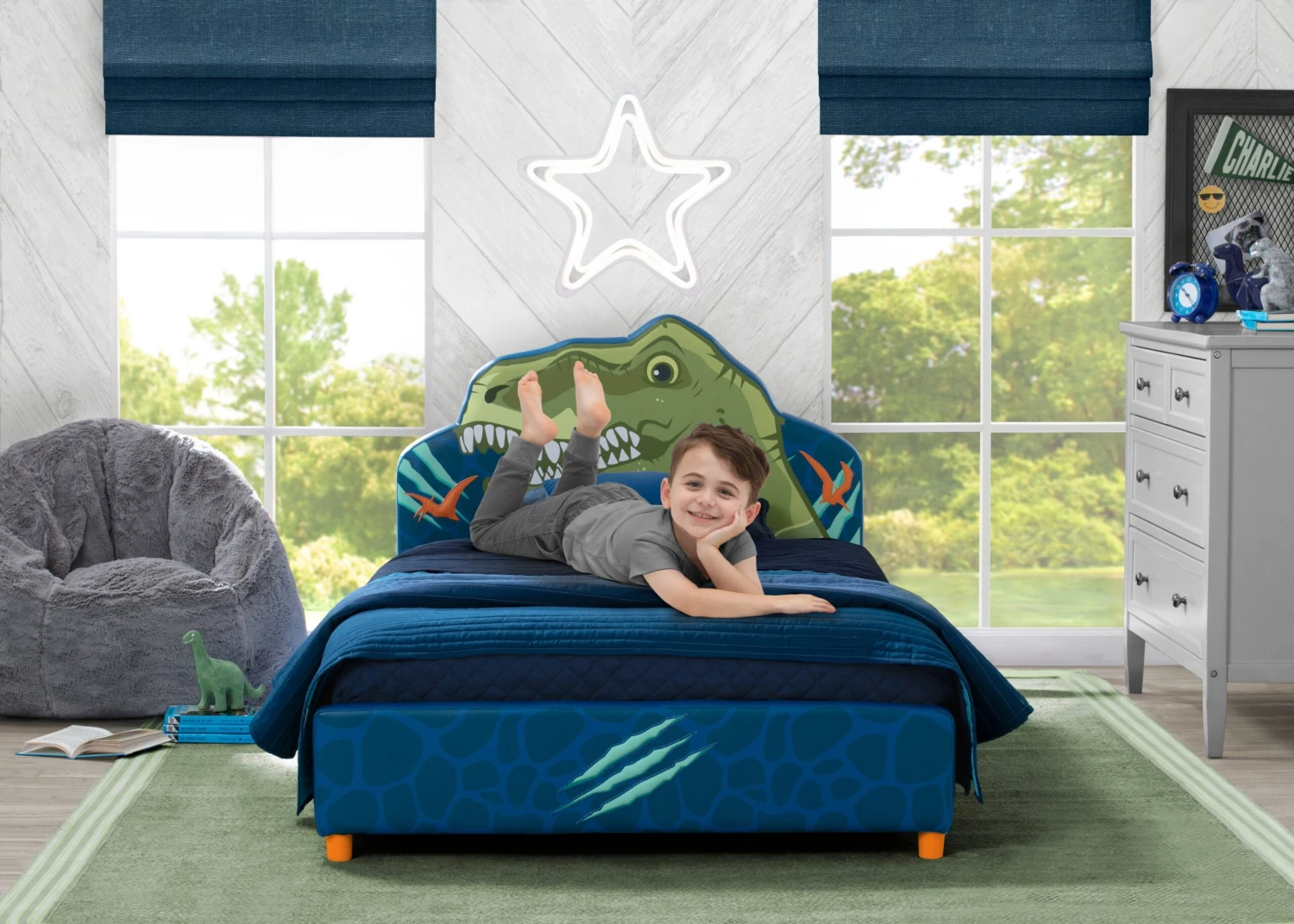 Delta Children Dinosaur Upholstered Twin Bed 1 Delta Children Dinosaur Upholstered Twin Bed