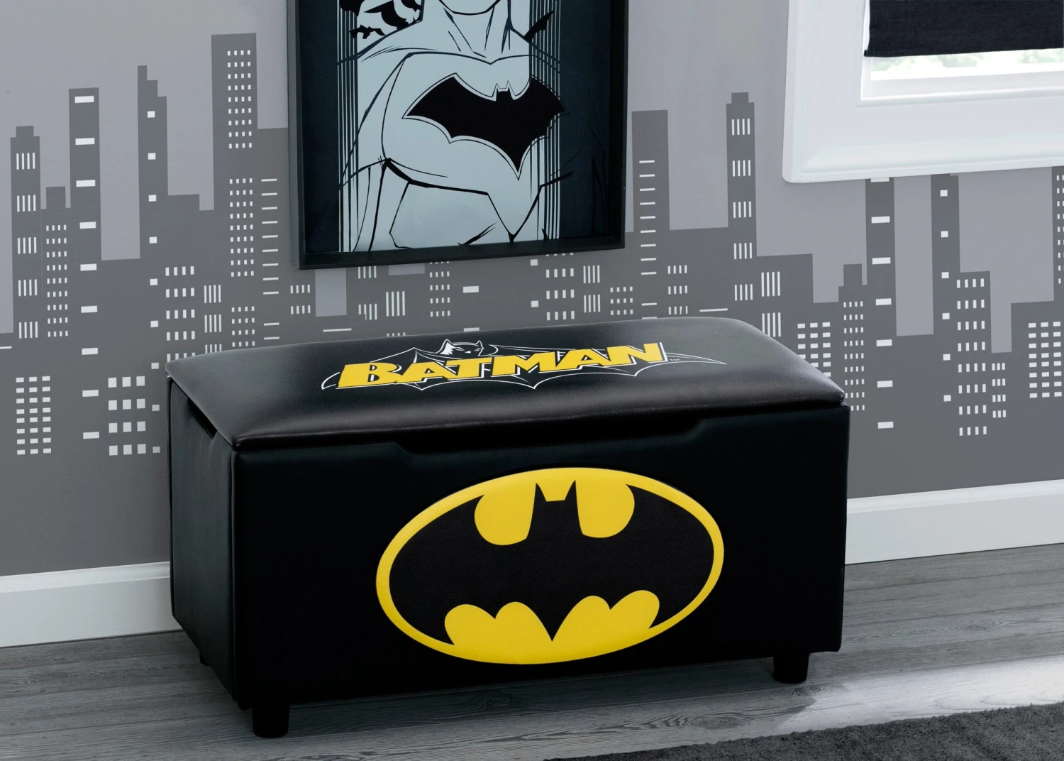 Delta Children Batman Upholstered Storage Bench For Kids 1 Delta Children Batman Upholstered Storage Bench For Kids
