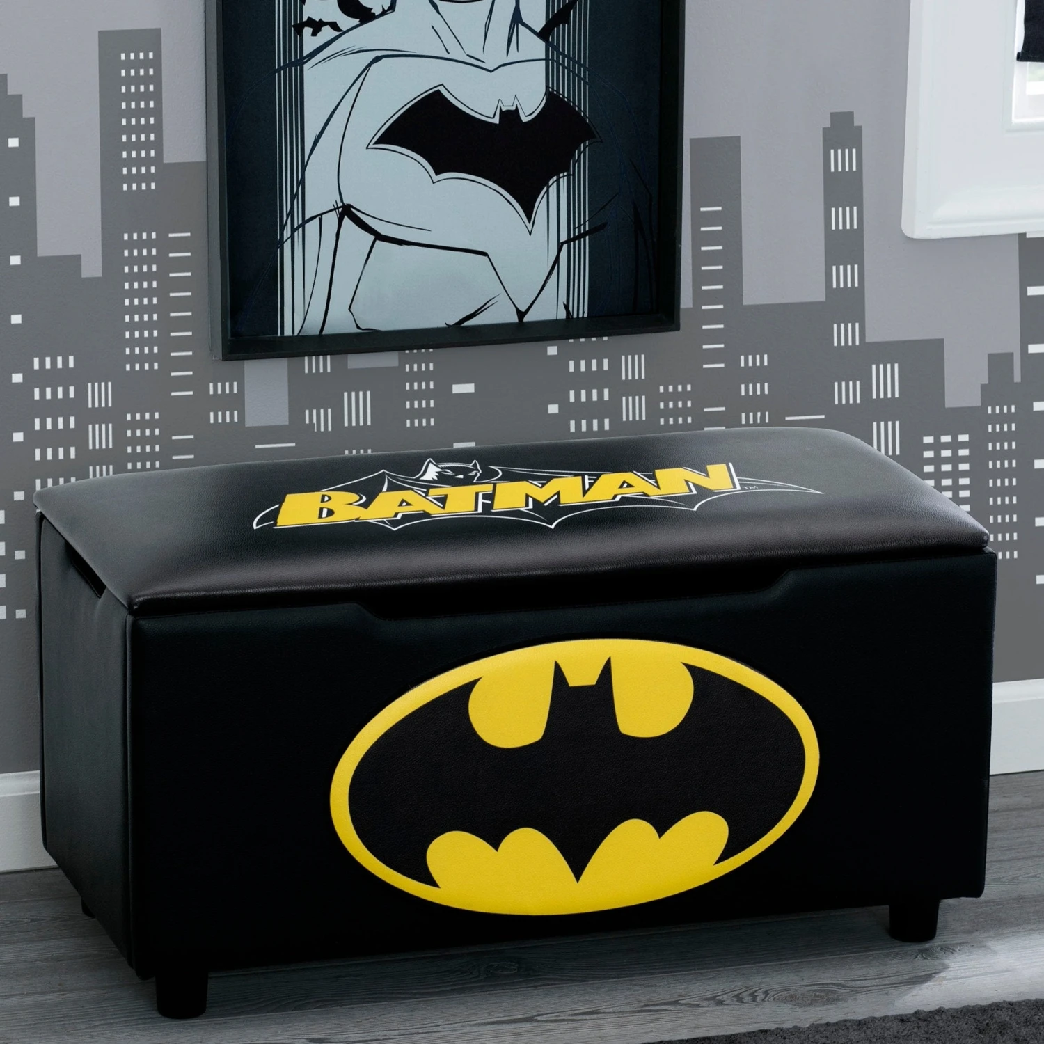 Delta Children Batman Upholstered Storage Bench For Kids 7 Delta Children Batman Upholstered Storage Bench For Kids - Image 7