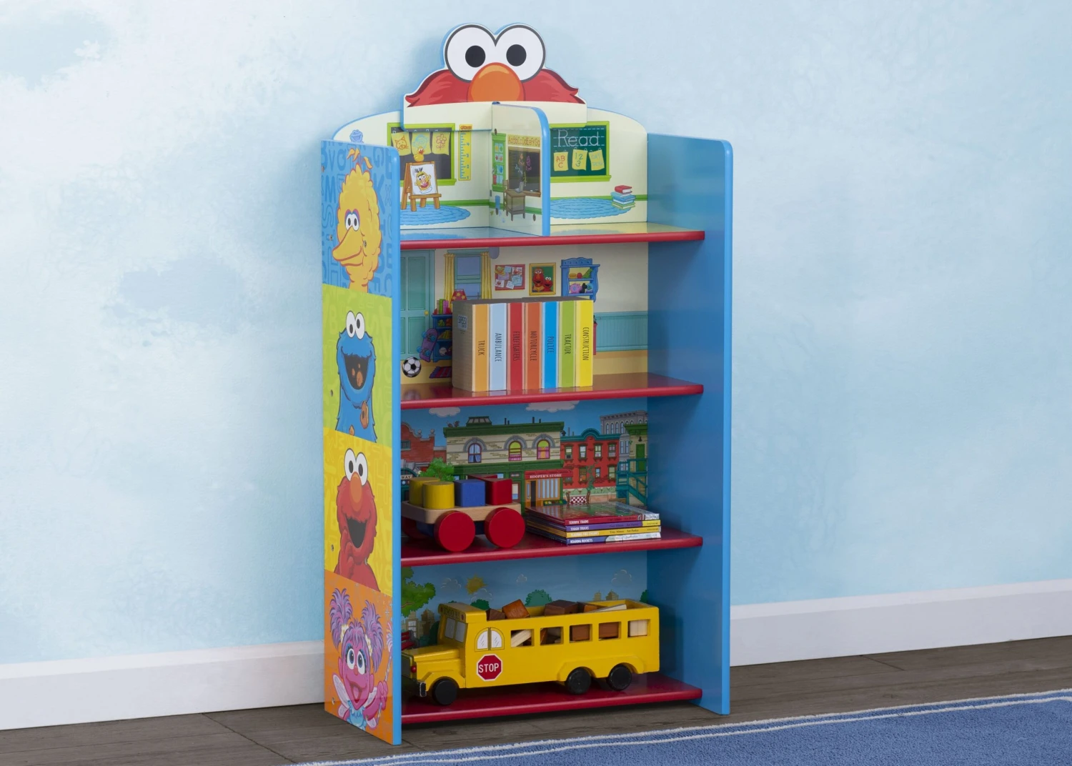 Delta Children Sesame Street Wooden Playhouse 4-Shelf Bookcase 1 Delta Children Sesame Street Wooden Playhouse 4-Shelf Bookcase