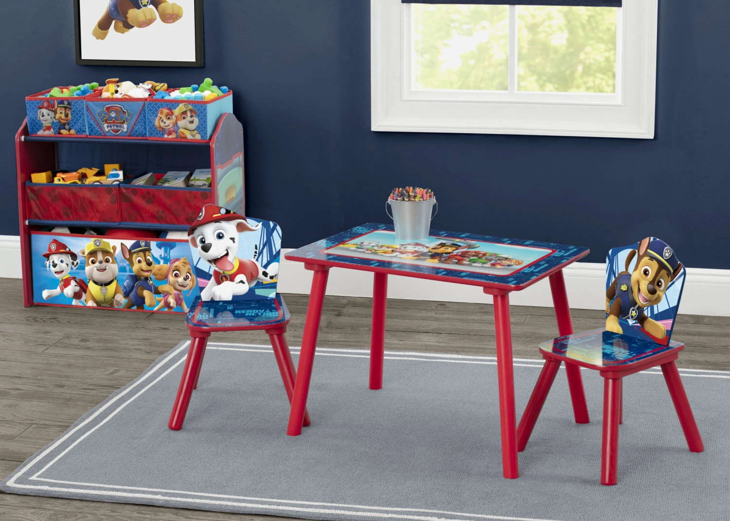 Delta Children Nick Jr. PAW Patrol 4-Piece Playroom Solution– Set Includes Table And 2 Chairs And 6-Bin Toy Organizer 2 Delta Children Nick Jr. PAW Patrol 4-Piece Playroom Solution– Set Includes Table And 2 Chairs And 6-Bin Toy Organizer - Image 2