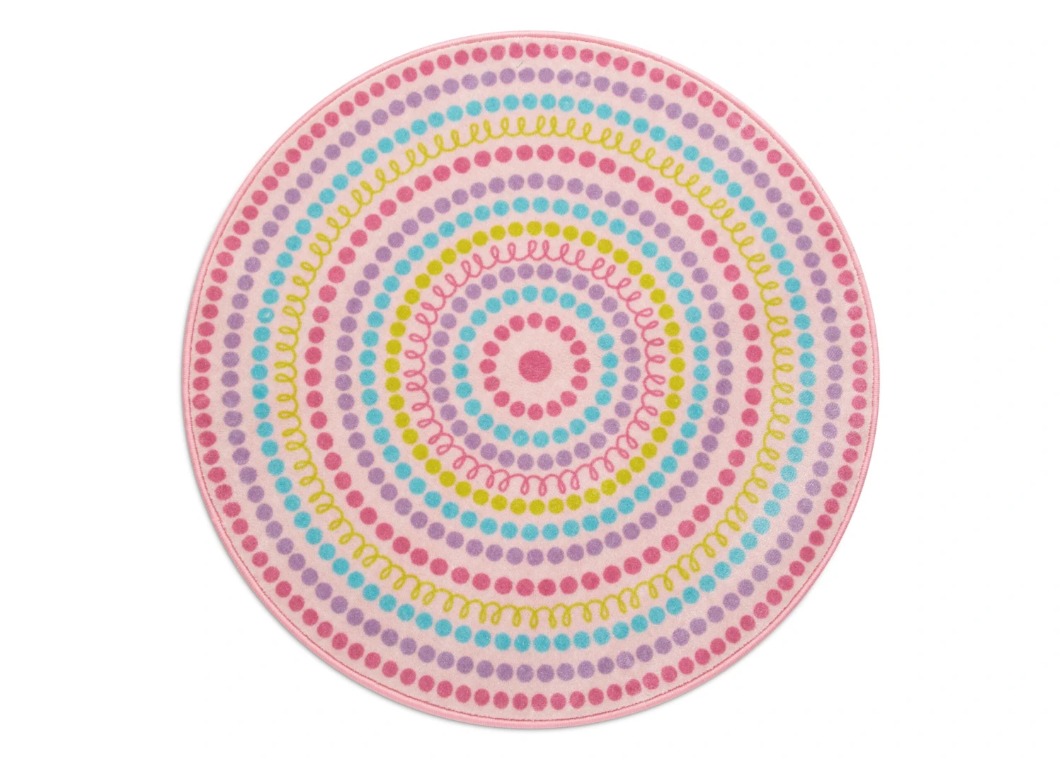 Delta Children Rainbow Dot Round Area Rug For Kids, 39-Inch 2 Delta Children Rainbow Dot Round Area Rug For Kids, 39-Inch - Image 2