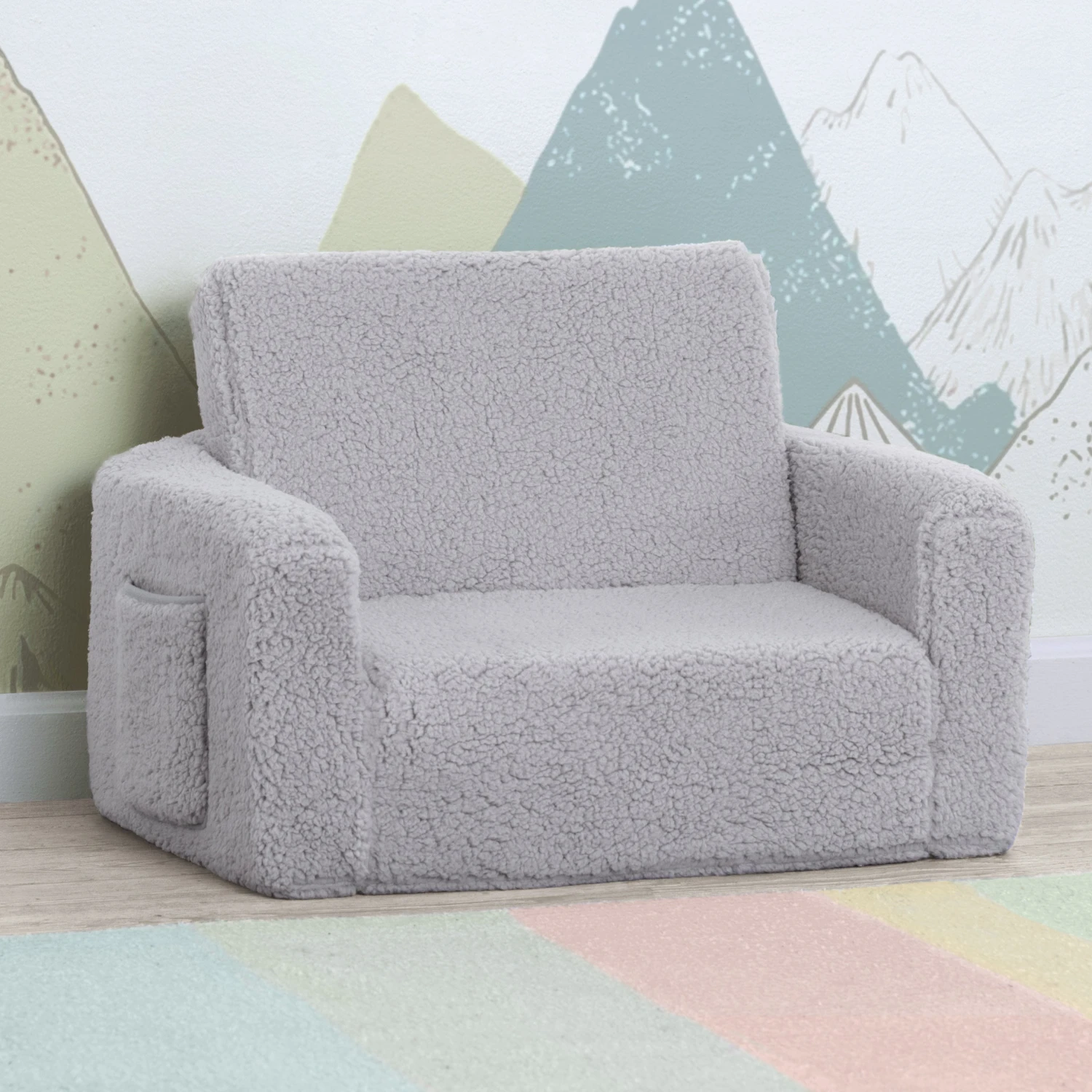 Delta Children Cozee Flip-Out Sherpa 2-in-1 Convertible Chair To Lounger For Kids 6 Delta Children Cozee Flip-Out Sherpa 2-in-1 Convertible Chair To Lounger For Kids - Image 6