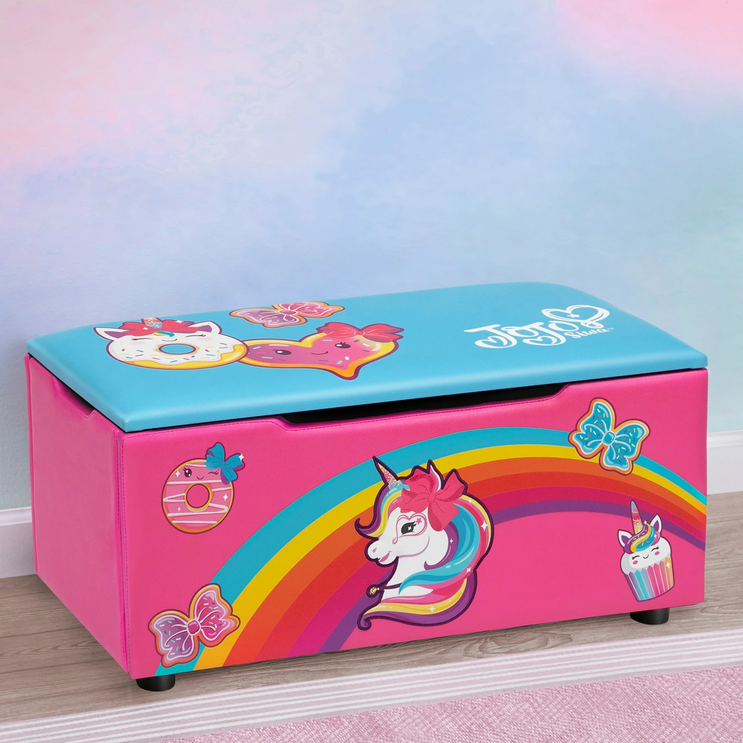 Delta Children JoJo Siwa Upholstered Storage Bench For Kids 4 Delta Children JoJo Siwa Upholstered Storage Bench For Kids - Image 4