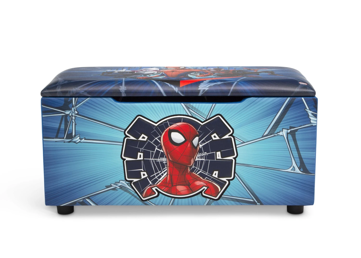 Delta Children Spider-Man Upholstered Storage Bench For Kids 2 Delta Children Spider-Man Upholstered Storage Bench For Kids - Image 2